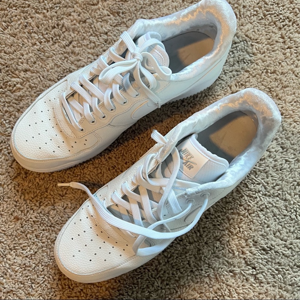 White Air Force 1 with Velvet detail